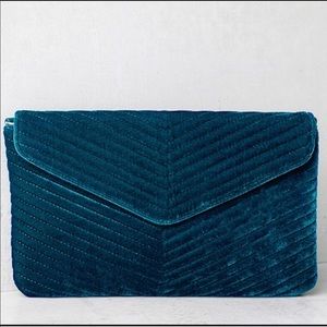 Lulus Teal Blue Velvet Clutch